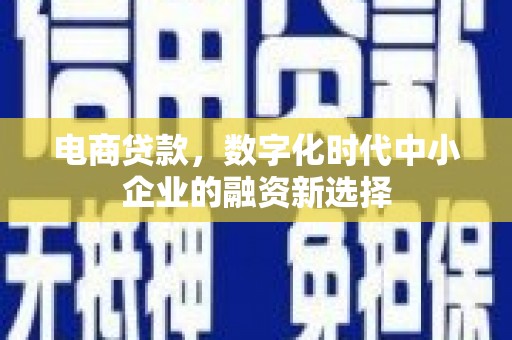 杏花岭电商贷款，数字化时代中小企业的融资新选择