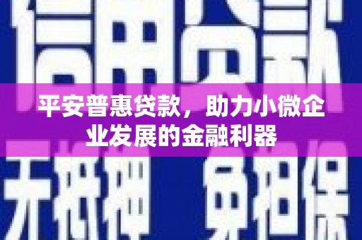 杏花岭平安普惠贷款，助力小微企业发展的金融利器