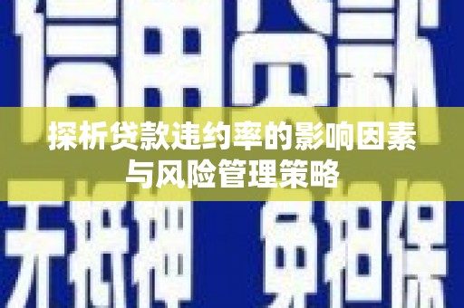 杏花岭探析贷款违约率的影响因素与风险管理策略