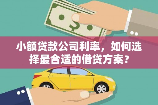杏花岭小额贷款公司利率，如何选择最合适的借贷方案？